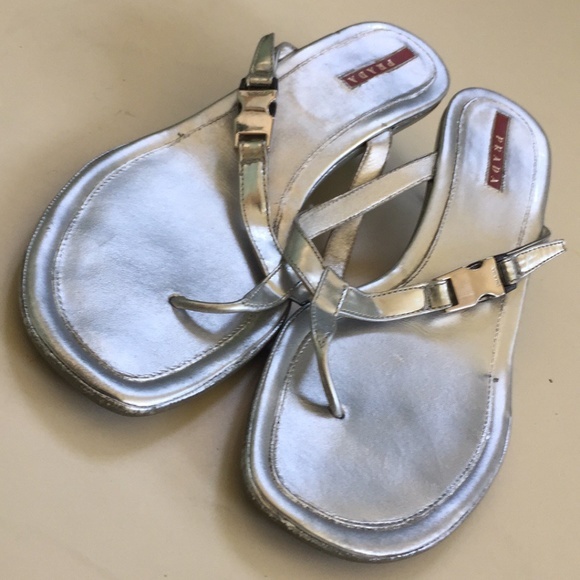 Prada Silver Sandals s/COA - Picture 5 of 15